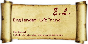 Englender Lőrinc névjegykártya