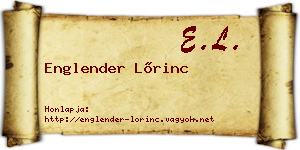 Englender Lőrinc névjegykártya